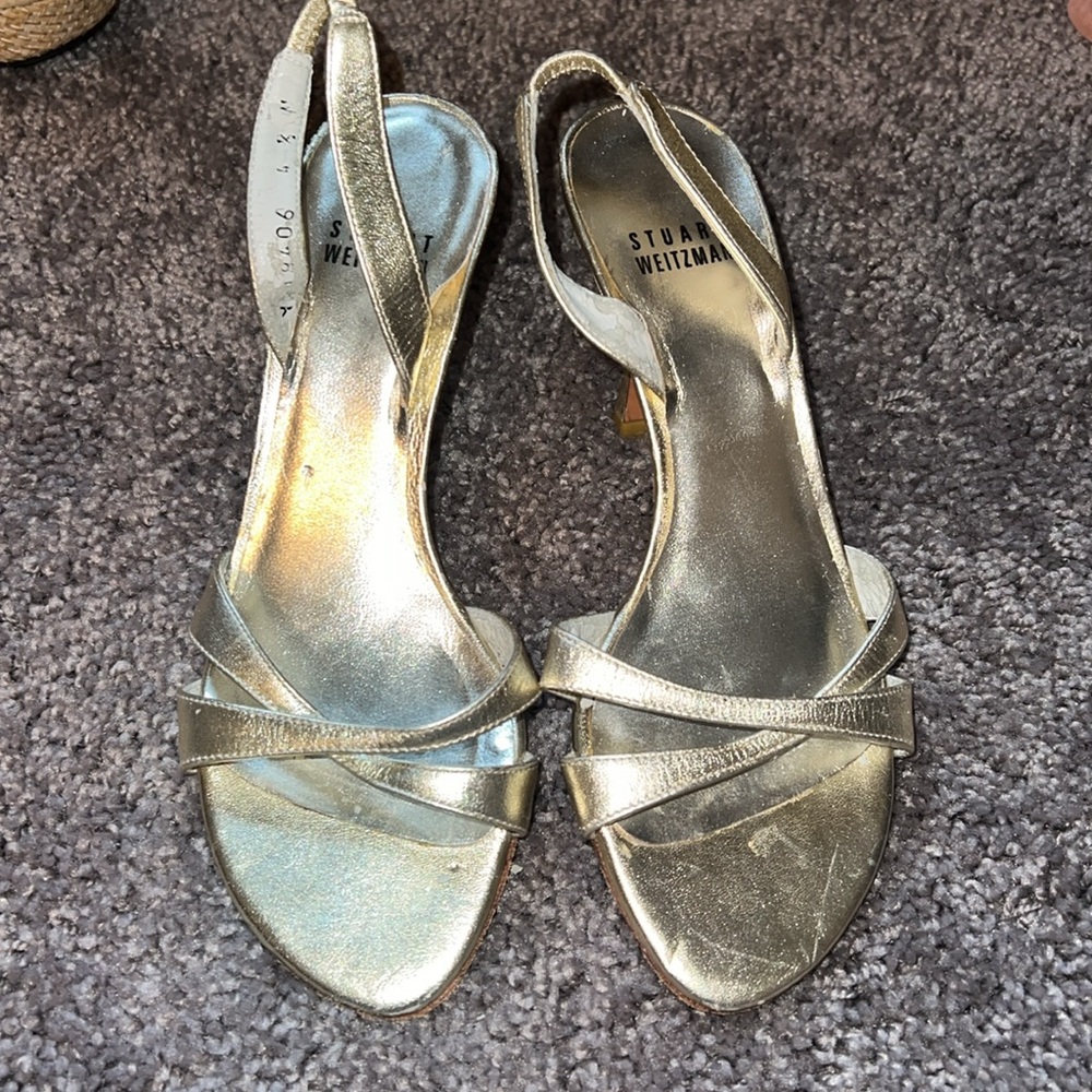 Stuart Weitzman Metallic Gold Heels